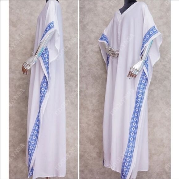 White Beach Maxi Coverup Duster One Size - Picture 6 of 9